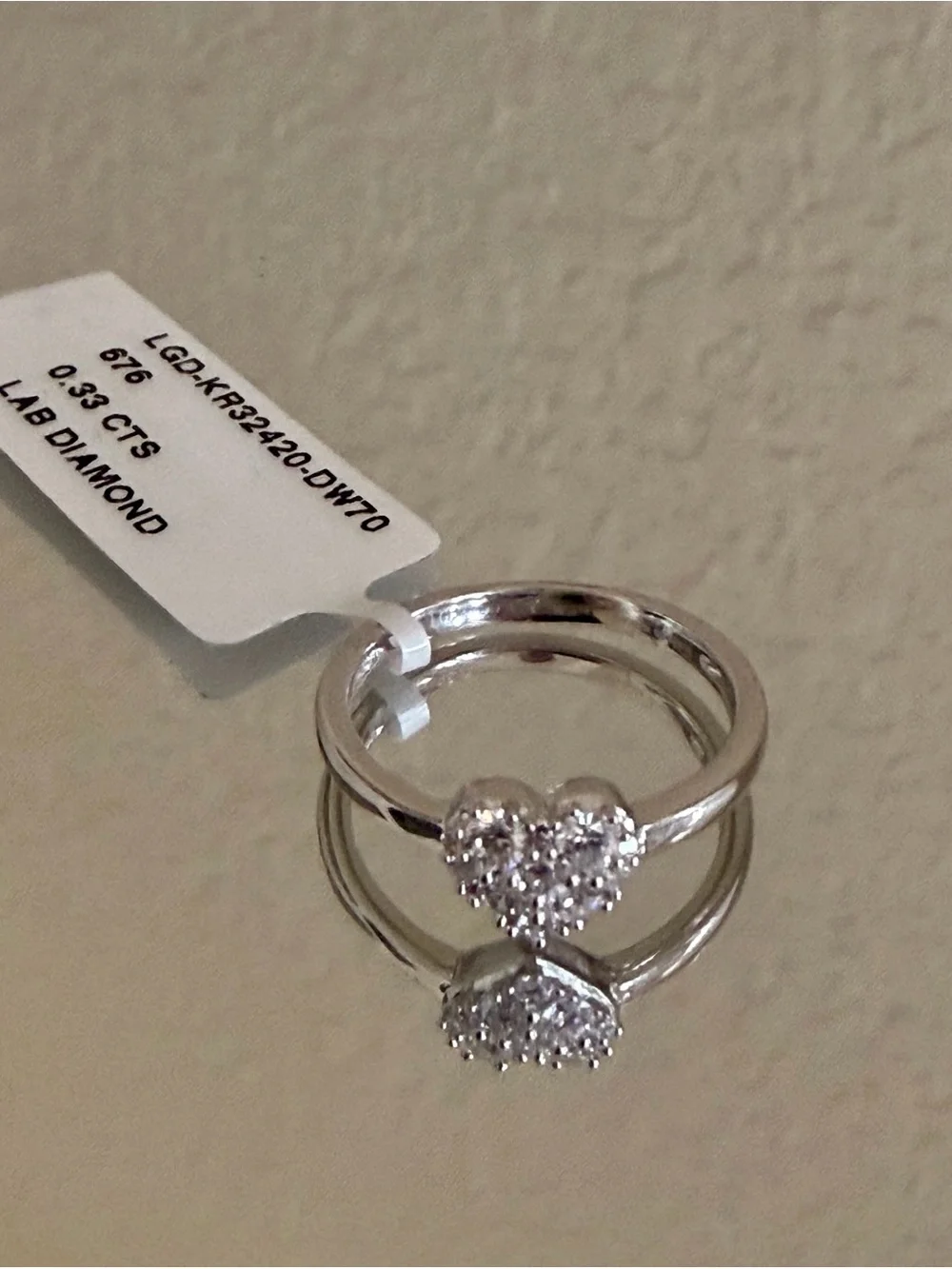 Heart Cluster Lab Grown Diamond Ring 925 Sterling Silver 0.33 CTS Size 7